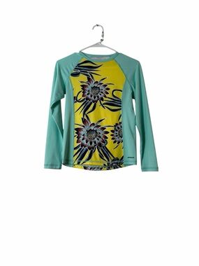 Patagonia Girls Rash Guard XL 14 Floral Long Sleeve Swim Top UPF Beach Surf